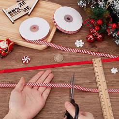 25 ярд рождественской полосатой ленты из полиэстера в корсажную ленту OCOR-WH0090-96