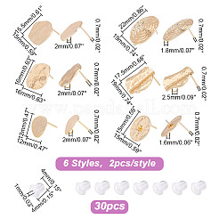 12 шт. 6 стильные латунные серьги-гвоздики KK-AR0004-01
