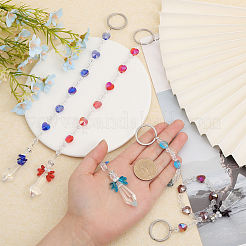 Цветной брелок с гальваническим стеклом и бусинами KEYC-CA0001-37