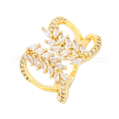 Латунные кольца-манжеты с микропаве и прозрачным цирконием для женщин&nbsp;RJEW-U047-02G