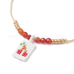 Регулируемые браслеты ручной работы из бусин из стекла Миюки и натурального агата&nbsp;BJEW-MZ00248-02