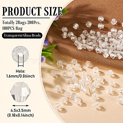 2 пакетик по 200 шт. прозрачных стеклянных бусин&nbsp;GLAA-TA0003-44A
