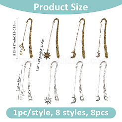 8 шт. 8 стиля закладок в тибетском стиле&nbsp;AJEW-FH00031