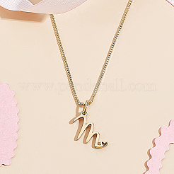 1 шт. латунная цепочка и ожерелье с подвеской в виде буквы из нержавеющей стали 304&nbsp;NJEW-LP0001-40M-G