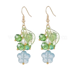 5 пара 5-х цветных акриловых и стеклянных жемчужных серег с цветком жизни EJEW-JE05098