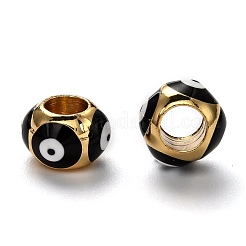 Латунные европейские эмалевые бусины KK-B028-25G-B