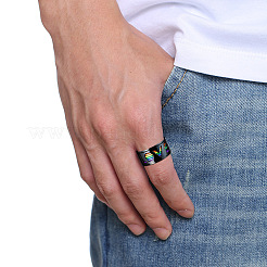 Цвет радуги флаг гордости слово любовь вращающееся эмалированное кольцо на палец RABO-PW0001-034B