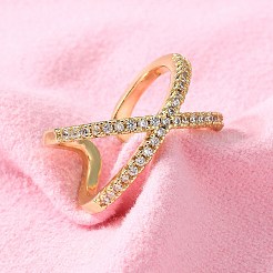 Регулируемые латунные кольца микро манжеты из прозрачного циркония RJEW-F101-17G