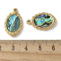 Овальные подвески из нержавеющей стали 304 с натуральным покрытием из ракушек&nbsp;STAS-U037-01G-01