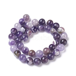 Нити из натуральных шевронных аметистовых бусин G-I222-10mm-01