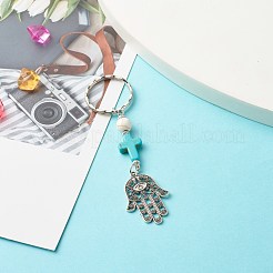 Брелок из синтетических бусин говлита и синтетических бирюзовых бусин&nbsp;KEYC-JKC00267-04