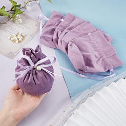 Бархатные сумки для бижутерии с кулиской и пластиковой имитацией жемчуга TP-NB0001-20E