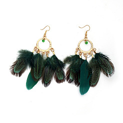 Серьги-люстры из сплава в форме перьев&nbsp;FS-WGC79E4-05