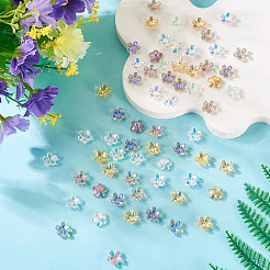 100 шт. 5-цветные прозрачные гальванические стеклянные колпачки для бусин&nbsp;EGLA-TA0013-10