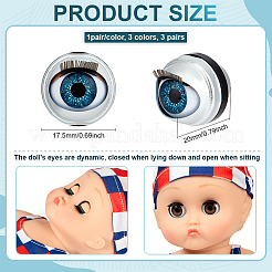 3 пара двухцветных железных и полистироловых глаз для кукол-питомцев&nbsp;DIY-PH0031-58B