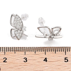 925 серебро {925} пробы с фурнитурой для сережек-гвоздиков с кубическим цирконием EJEW-B038-01P