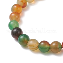 Круглые эластичные браслеты из натурального павлиньего агата&nbsp;BJEW-JB12650