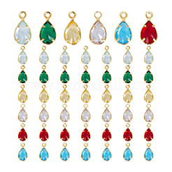 48шт 6 цвета стеклянные подвески KK-PH0010-45