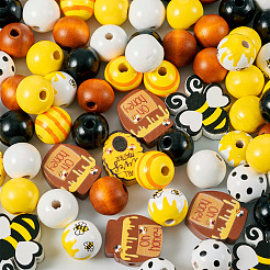 Печатные бусы из натурального дерева&nbsp;WOOD-TA0002-54