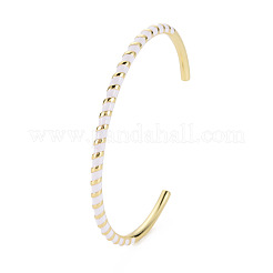 Скрученный браслет-манжета из латуни с эмалью BJEW-T020-02J-NF