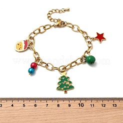 Рождественские браслеты с подвесками из нержавеющей стали 304 для женщин BJEW-Z142-05G