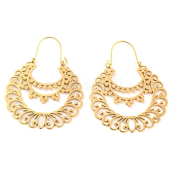 Серьги-кольца с полыми цветами из нержавеющей стали 304 EJEW-P248-01G