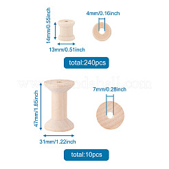 250 шт. 2 стиля деревянных пустых катушек&nbsp;WOOD-TA0001-58