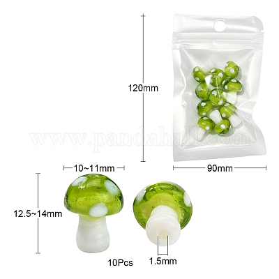 10шт грибные бусины лэмпворк ручной работы LAMP-YW0001-08A-1