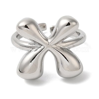 Латунное открытое кольцо-манжета для женщин с инициалами RJEW-N046-02X-P-1