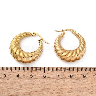 Серьги-кольца из нержавеющей стали 304 с ионным покрытием (IP) X-EJEW-O096-40G-1