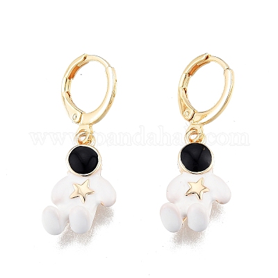 Эмалированные серьги-космонавты с защелкой EJEW-N012-100-1