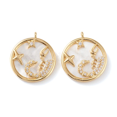 Настоящие позолоченные кулоны из латуни с микропаве ZIRC-Z007-22D-1