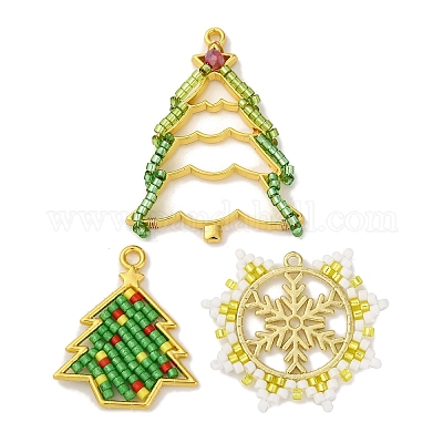 3 шт. 3 стиля подвески из стеклянного бисера на рождественскую тематику PALLOY-MZ00809-1