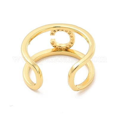 Кольцо-манжета с открытой буквой из прозрачного кубического циркония RJEW-A012-01G-C-1