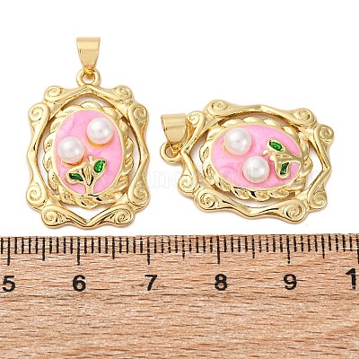 Подвески из латуни с цветочной эмалью KK-D390-17G-02-1