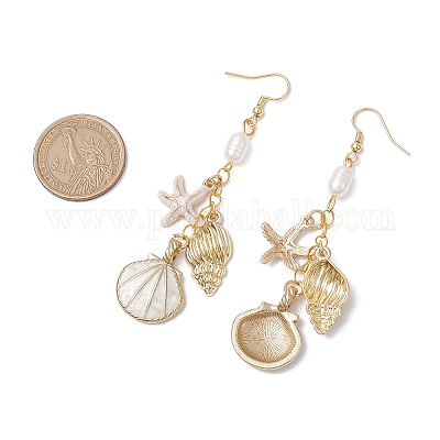 Болтающийся серьги сплава эмали EJEW-JE06220-1