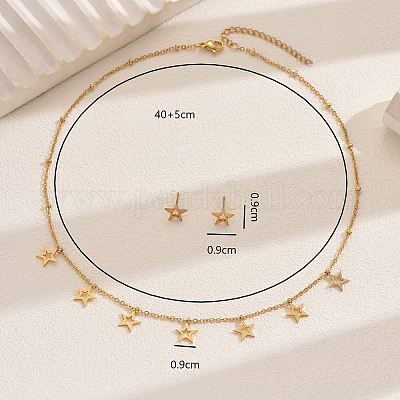 Стильные комплекты из нержавеющей стали 201 с полыми звездами и серьгами-гвоздиками DL8962-1