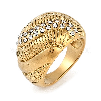 Кольца из нержавеющей стали 304 с ионным покрытием (IP) со стразами RJEW-D083-10G-01-C-1