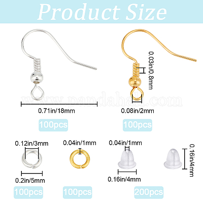 200 шт. 2 цветных латунных крючка для серег KK-SP0001-43-1