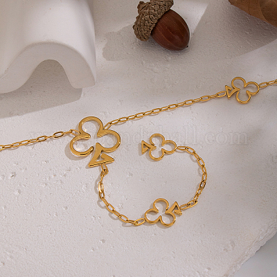 Женские ожерелья с подвеской в виде цветка и кисточкой из нержавеющей стали 304 KY1138-1