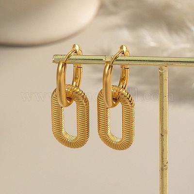 Серьги-кольца овальной формы из нержавеющей стали 304 LU1648-1