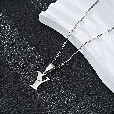 201 ожерелье с подвеской в виде инициала из нержавеющей стали с кристаллами и стразами FS-WG28760-19-1