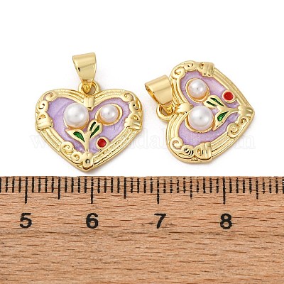 Подвески из латуни с цветочной эмалью KK-D390-17G-04-1