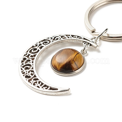 Брелок с кабошонами из натуральных смешанных драгоценных камней X-KEYC-JKC00281-1