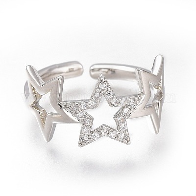 Латунные кольца из манжеты с прозрачным цирконием RJEW-N031-25P-1