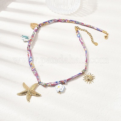 Женские ожерелья с подвеской в виде морской звезды NJEW-A063-08G-1