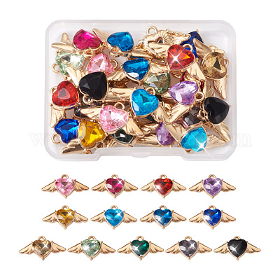 26 шт. 13-х цветные подвески из цинкового сплава со стразами FIND-SW0001-25-1