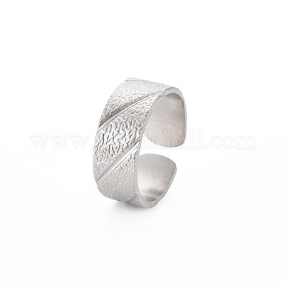 Кольцо-манжета из не тускнеющей текстурированной нержавеющей стали 304 для женщин RJEW-S405-165P-1