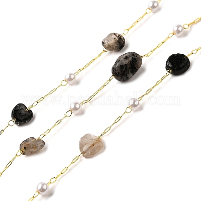 Цепочки из бисера из натурального рутилового кварца ручной работы CHC-F020-04G-05-1