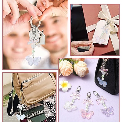 Бабочка бант акриловый кулон украшение HJEW-YW00034-01-1